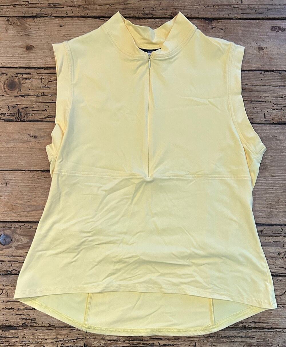 Canari Women’s XL Yellow Athletic Blouse Sleeveless 1/2 Zip NOWT